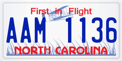 NC license plate AAM1136