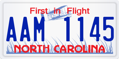 NC license plate AAM1145