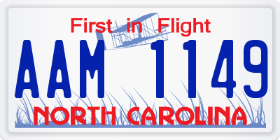 NC license plate AAM1149