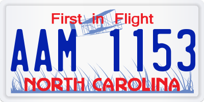 NC license plate AAM1153