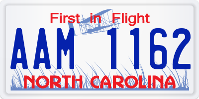 NC license plate AAM1162
