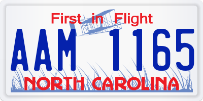 NC license plate AAM1165