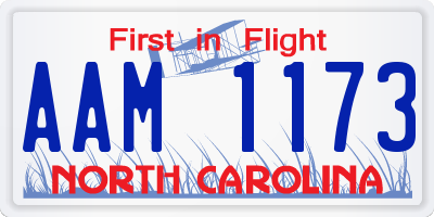 NC license plate AAM1173