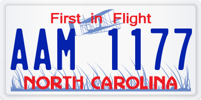 NC license plate AAM1177