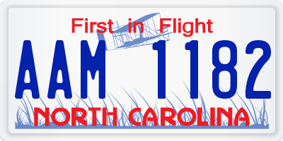 NC license plate AAM1182