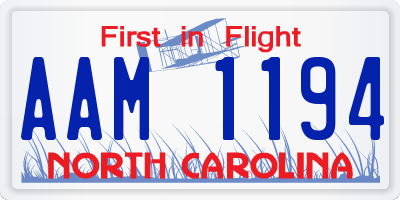 NC license plate AAM1194