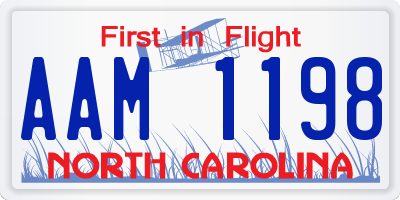 NC license plate AAM1198