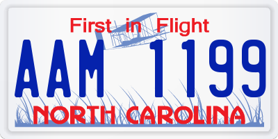 NC license plate AAM1199