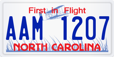 NC license plate AAM1207