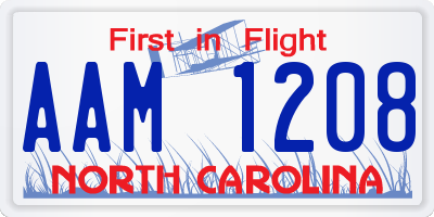 NC license plate AAM1208
