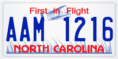 NC license plate AAM1216