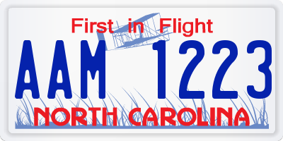 NC license plate AAM1223
