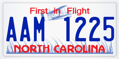 NC license plate AAM1225