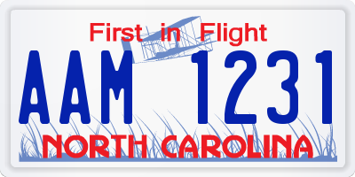 NC license plate AAM1231