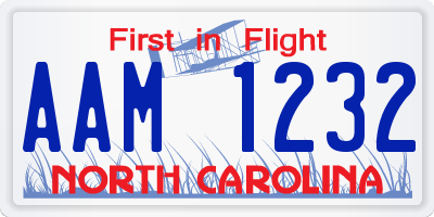 NC license plate AAM1232