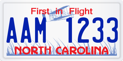 NC license plate AAM1233
