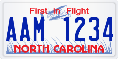 NC license plate AAM1234