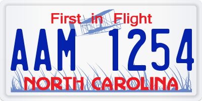 NC license plate AAM1254