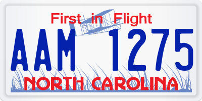 NC license plate AAM1275