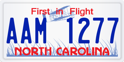 NC license plate AAM1277