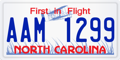 NC license plate AAM1299