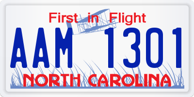 NC license plate AAM1301