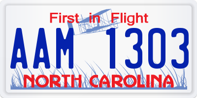 NC license plate AAM1303