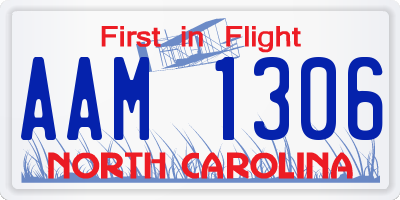 NC license plate AAM1306
