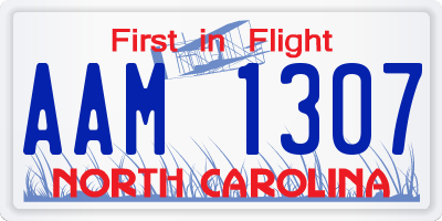 NC license plate AAM1307