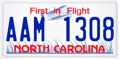 NC license plate AAM1308