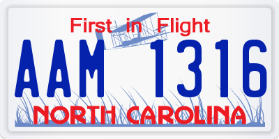 NC license plate AAM1316