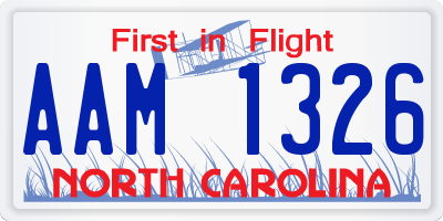 NC license plate AAM1326