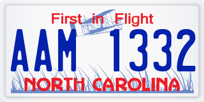 NC license plate AAM1332