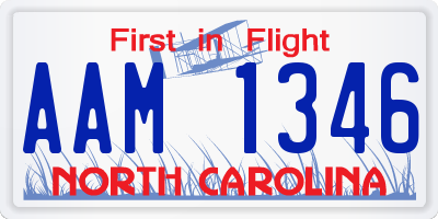 NC license plate AAM1346