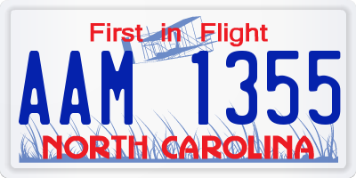 NC license plate AAM1355