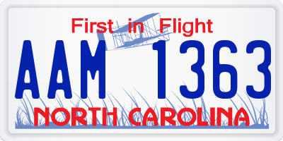 NC license plate AAM1363