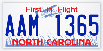 NC license plate AAM1365