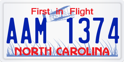 NC license plate AAM1374