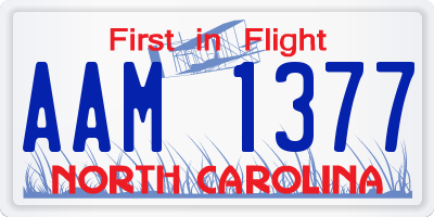 NC license plate AAM1377