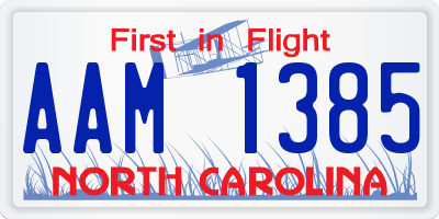 NC license plate AAM1385