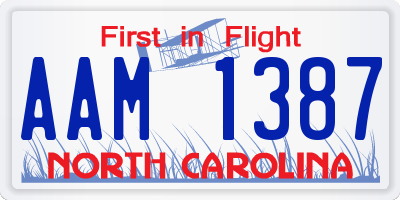 NC license plate AAM1387