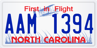 NC license plate AAM1394