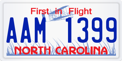 NC license plate AAM1399
