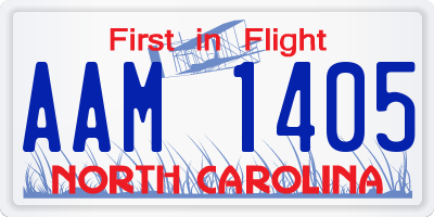 NC license plate AAM1405