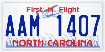 NC license plate AAM1407