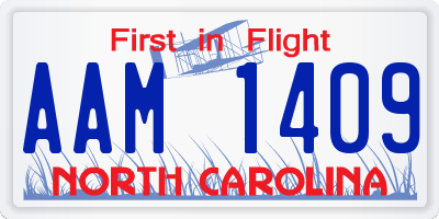 NC license plate AAM1409