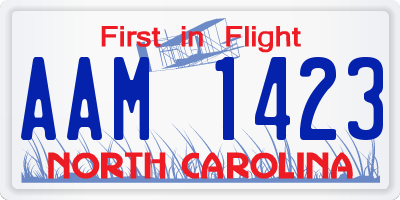 NC license plate AAM1423