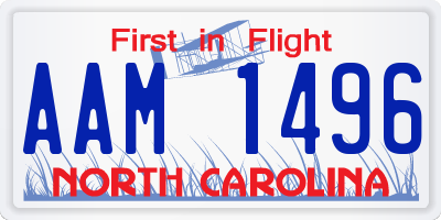 NC license plate AAM1496