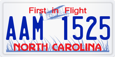NC license plate AAM1525