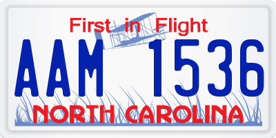 NC license plate AAM1536